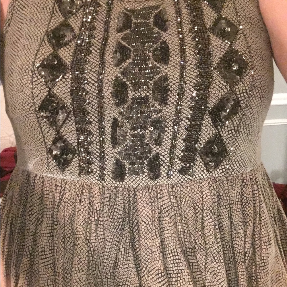 Anthropologie Gold and black beaded top